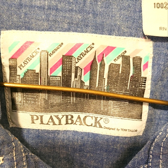 VINTAGE Playback Designed by Tom Tailor Men's Long Sleeve Button Down Denim - Picture 3 of 7